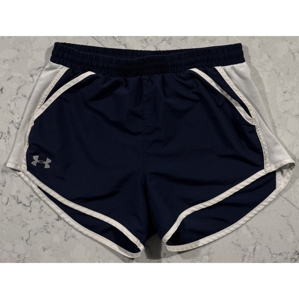 Under Armour Shorts Womens Small Navy Blue White HeatGear Running Athletic Gym